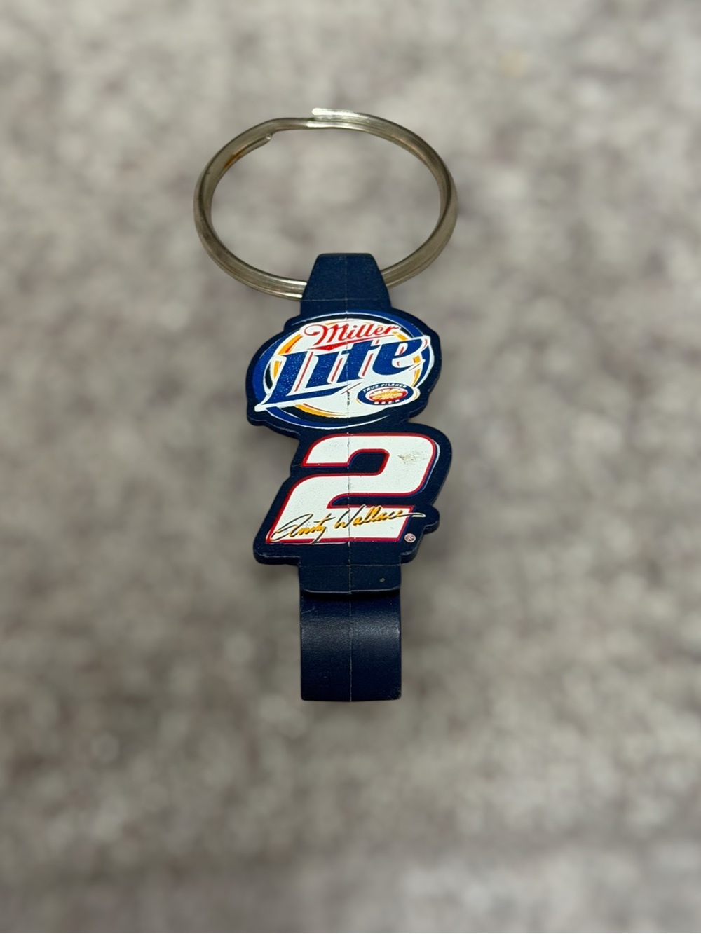Vintage 2004 Rusty Wallace #2 Miller Lite NASCAR Racing Bottle Opener Keychain